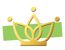 a gold crown is on a green background